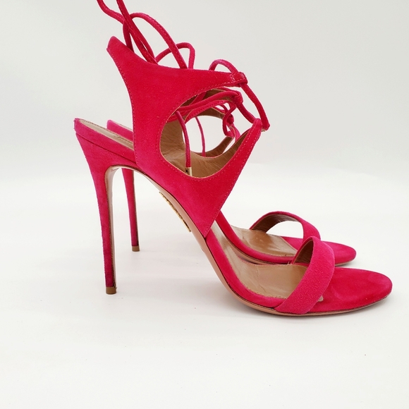 Aquazzura Colette Pink Suede Sandals - Picture 4 of 16